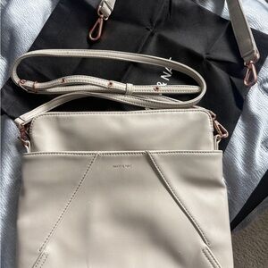 Matt & Nat Cream Vegan leather Crossbody with Rose Gold Hardware